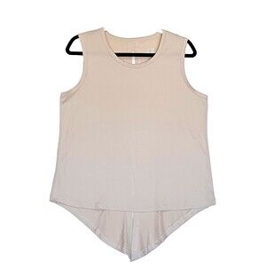 Fit Collective Women’s Large Split Back Tie Tank Top Beige Athletic Stretch
